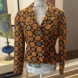 Sara Campbell Black and Orange Floral Blazer